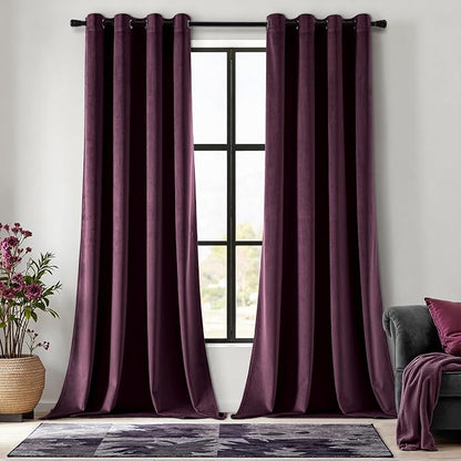 MIULEE Velvet Curtains Purple Orchid 52 x 96 Inch Length Set of 2 | Grommet by MIULEE