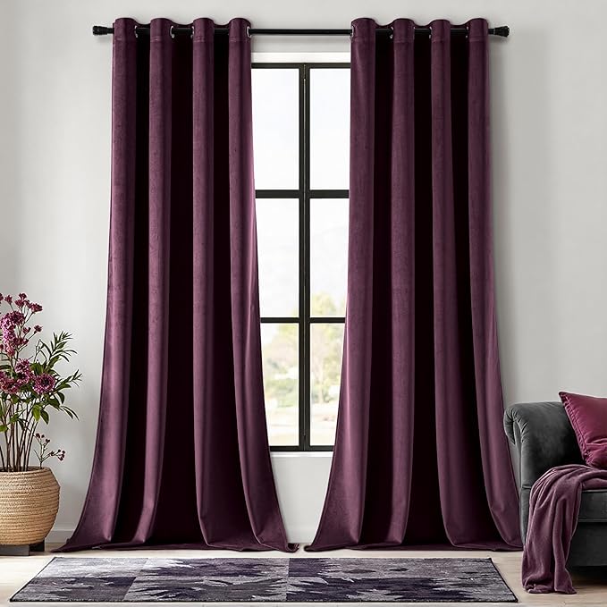 MIULEE Velvet Curtains Purple Orchid 52 x 84 Inch Length Set of 2 | Grommet by MIULEE