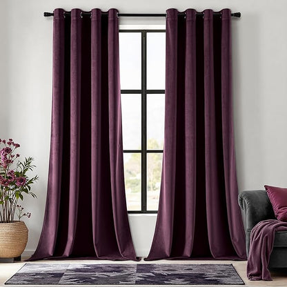 MIULEE Velvet Curtains Purple Orchid 52 x 84 Inch Length Set of 2 | Grommet by MIULEE