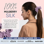 Blissy Silk Scrunchies (3 Pack) - 100% Pure Mulberry Silk - 22 Momme 6A High-Grade Fibers Scrunchie for Straight & Curly Hair - Preventing Breakage, Tangling, & Creasing (Lavender Regular)