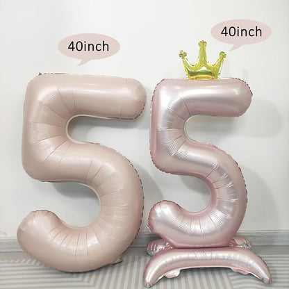 Pink Crown Number 6 Balloon Standing Pink Princess digital 6 Foil Balloon | - Image 4