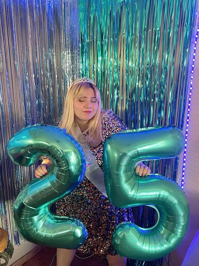 Teal Blue Number 2 Balloon 40 inch, Balloon numbers party supplies, deco photo - Image 4