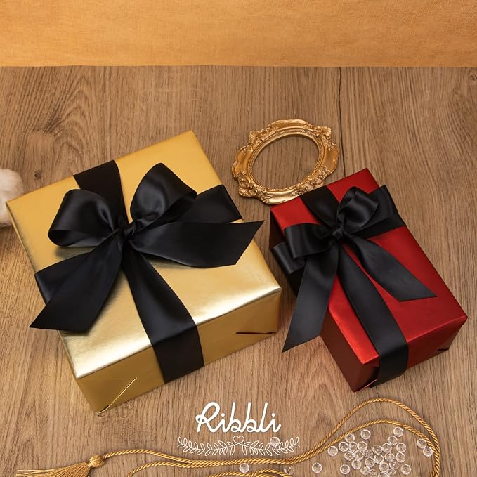 Ribbli Double Faced Black Satin Ribbon, 1” x Continuous 25 Yards, Use - Image 4