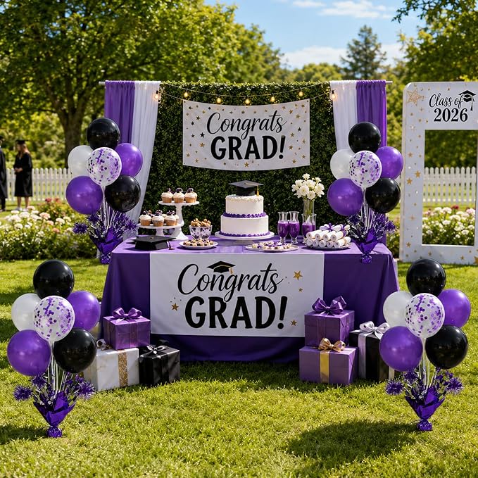 4 Set Purple Black Balloon Centerpieces - Image 6