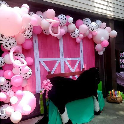 Cow Theme Balloon Arch Garland Kit, Pastel Pearl Pink Gold White Cow Print - Image 4