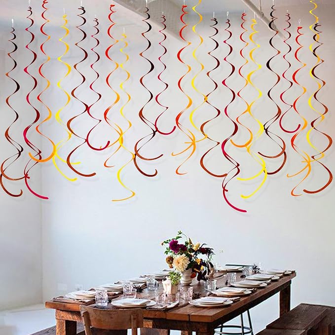 36 Pcs Fall Hanging Swirl Decorations Brown Burgundy Orange Yellow Felt Swirl - Image 5