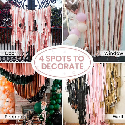 PartyWoo Rose Gold Baby Metallic Pink Crepe Paper Streamers 6pcs 492 FT | - Image 5