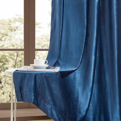 BULBUL Velvet Navy Blue Blackout Curtains 102 inches - Image 7