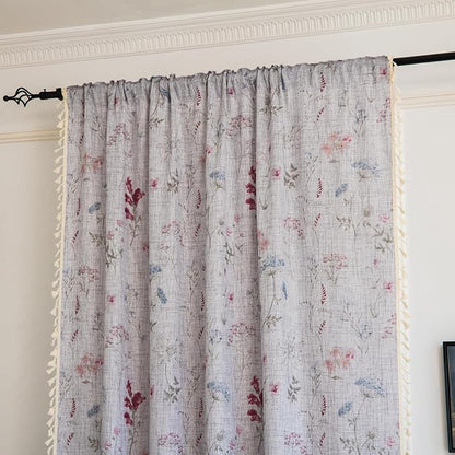 ENJOYBRIDAL Floral Curtains 63 Inch Long Semi Sheer Cute Drapes Light Filtering - Image 2