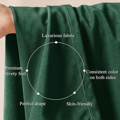 Dark Green Christmas Velvet Drapes Room Darkening, 300GSM Heavy Soft Velvet - Image 4
