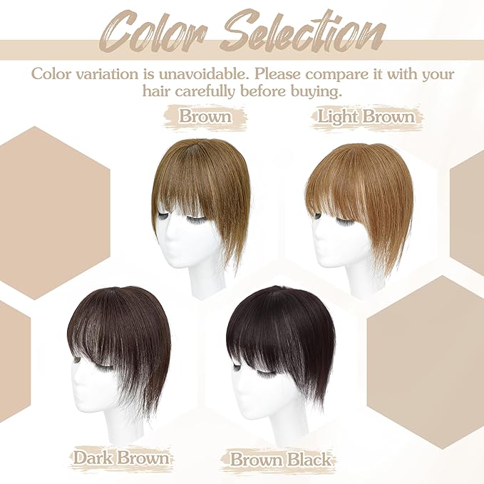 Human Hair Toppers for Women - 150% Density Clip In Hair Topper with Bangs U Shape 10 Inch Toppers Hairpieces for Women Perfect for Thinning Hairr Ideal for Daily Use Brown