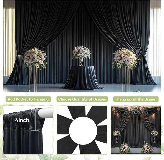 60ft×12ft Black Backdrop Curtain - Image 7