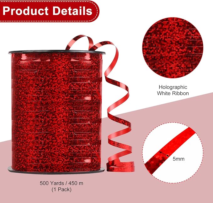 500 Yards Silver Shiny Curling Ribbon Metallic Balloon Roll - Image 2