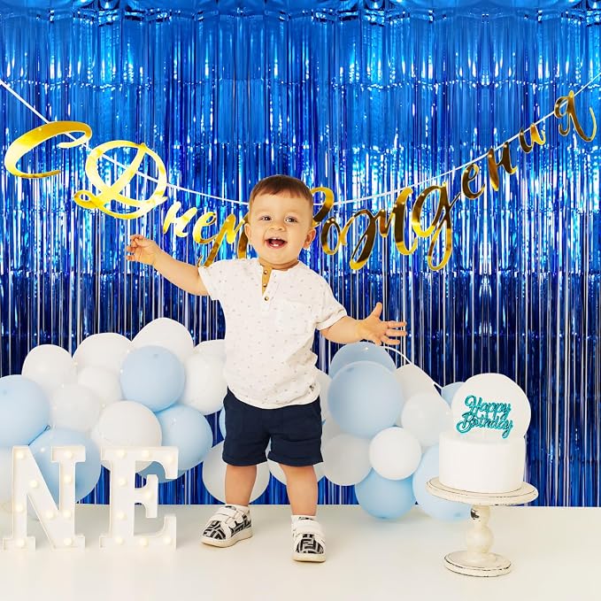 GOER 3.2 ft x 9.8 ft Metallic Tinsel Foil Fringe Curtains Party Photo Backdrop - Image 5