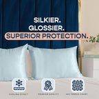 BLISSFORD Satin Pillowcase with Zipper, for Hair and Skin Care, Feels Soft and Cool Like a Silk Pillowcase, Satin Pillow Cases 2 Pack, Slik Pillow Cover, Baby Blue - Standard Size, Set of 2