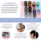 Spiral Hair Ties, 60-Pc Elegant Hair Scrunchies Elastic Hair Ties for Women's Hair Comfortable, Non-Slip, No Damage Perfect for Various Occasions/Styles, Ideal Gift for Girls, Kids