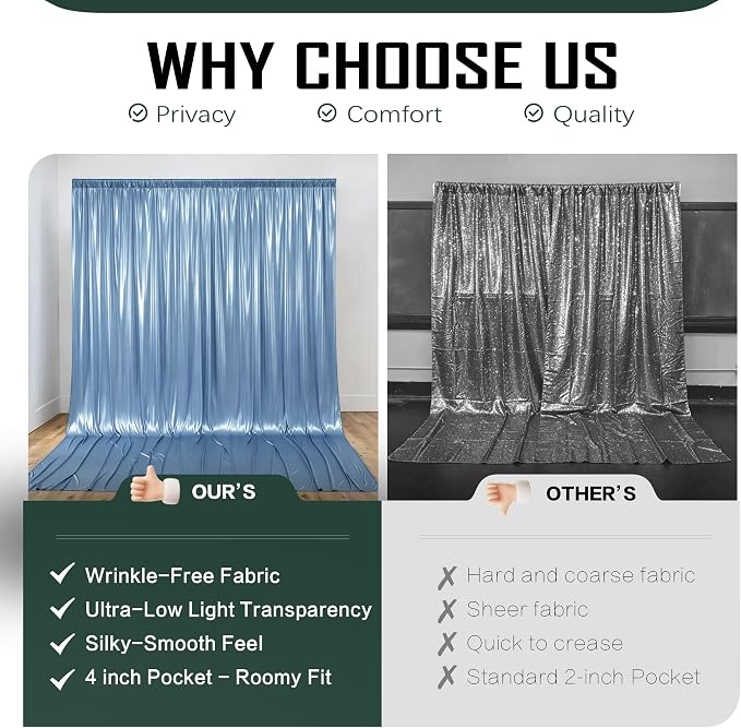 gogoparti 10x10FT Baby Bule Sequin Backdrop Curtain - Image 4