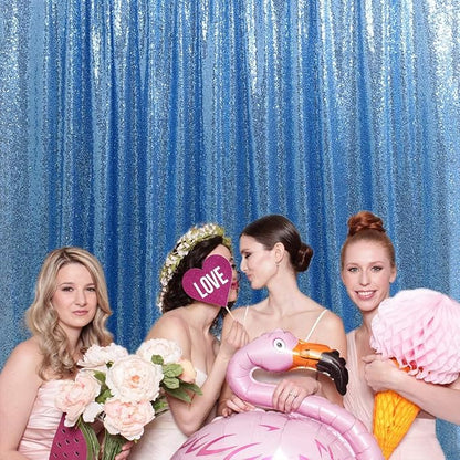 Baby Blue Sequin Backdrop Curtain 7ft x 7ft Glitter Photo Background | Glitter - Image 3