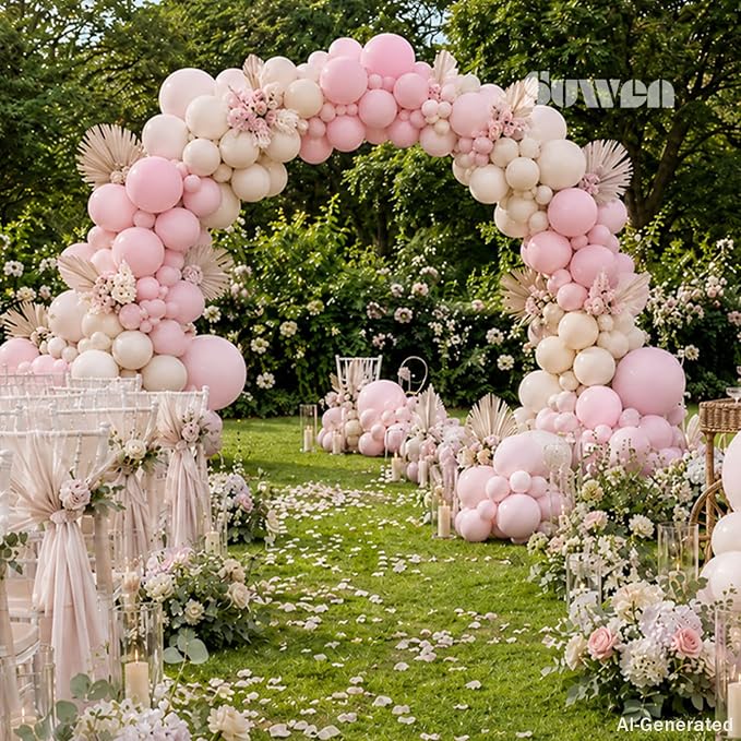 SUWEN 153Pcs Pink Balloons Arch Kit Garland 18 10 5 Inch Light Pink | Pastel - Image 4