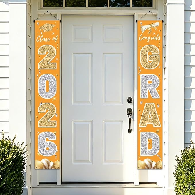 Graduation Decorations 2026, Class of 2026 Banner Congrats Grad | Porch Sign by CAKKVDE