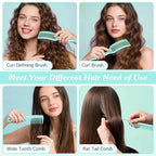 Curly Hair Brush & Curl Defining Brush – Easily Detangles Knots with Less Pulling – Styles Wet or Dry Hair, Tames Frizz for All Curl Types (Green 3Pcs)