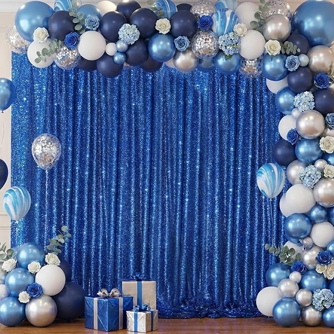 Royal Blue Sequin Backdrop Curtain Panels - Image 2