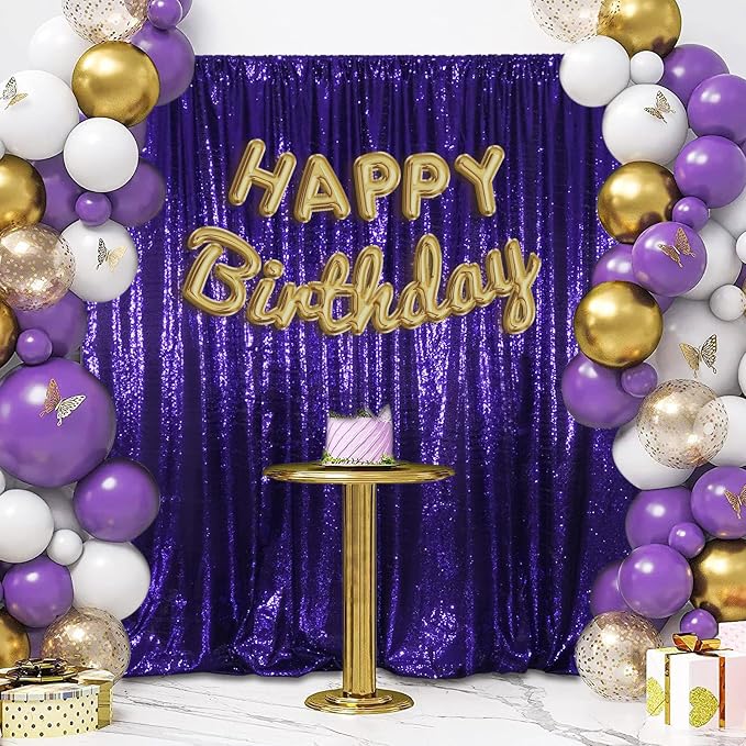 SquarePie 8x8ft Purple Sequin Backdrop, High Density Non-Transparent Glitter - Image 7