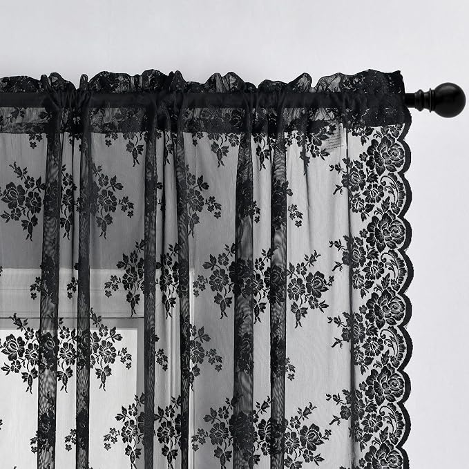 Kotile Short Black Lace Curtains - Image 3