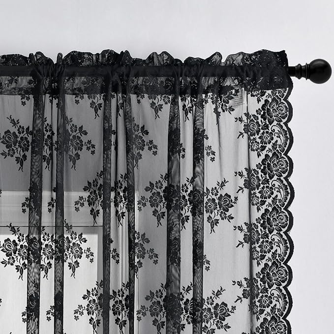 Kotile Gothic Black Lace Curtains - Image 4