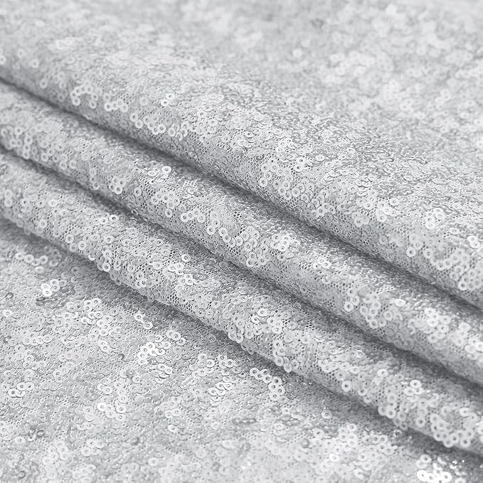 Sugargirl Silver Sequin Backdrop Curtain 6 Panels 2FTx8FT Glitter Silver - Image 7