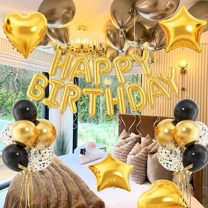 29PC Gold Happy Birthday Balloon Banner, 16 Inch 3D Aluminum Letter Banner Sign - Image 3