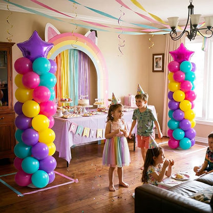 Jenaai 2 Set 163 Pcs Dollhouse Birthday Party Balloon Column Stand Kit | Purple - Image 2