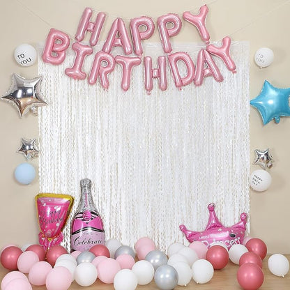 3Pcs Wavy White Metallic Tinsel Curtain Foil Fringe Backdrop, 3.3 ft x 6.6 ft - Image 5