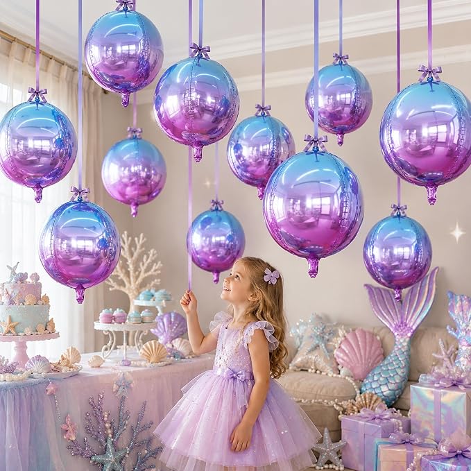 Blue Purple Round Foil Balloons - Image 6