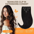 DOORES Seamless Clip-in Hair Extensions, Natural Black 22 Inch 110g 7pcs, Real Human Remy Hair with Skin Weft Invisi Edge Straight