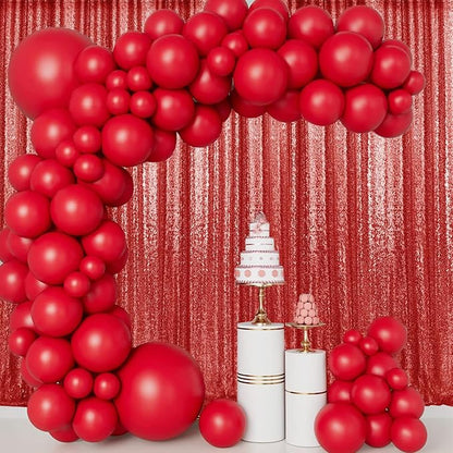 2×8FT-6PCS Red Sequin Backdrop Curtains Panels, Photography Backdrop Glitter - Image 3