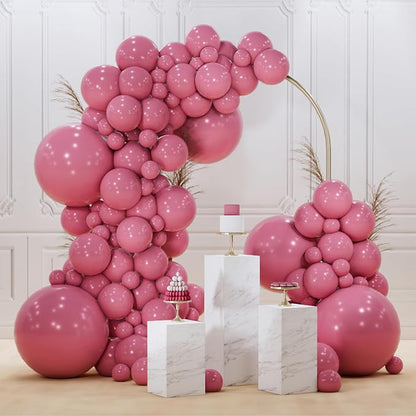 PartyWoo Mauve Dusty Balloons 140pcs Pink Rose Color 18 12 10 5 Inch | 18 12 10 by PartyWoo