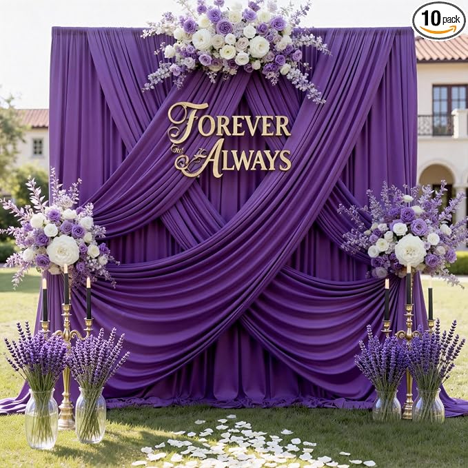 50ft x 12ft Purple Backdrop Curtains by CO-AVE