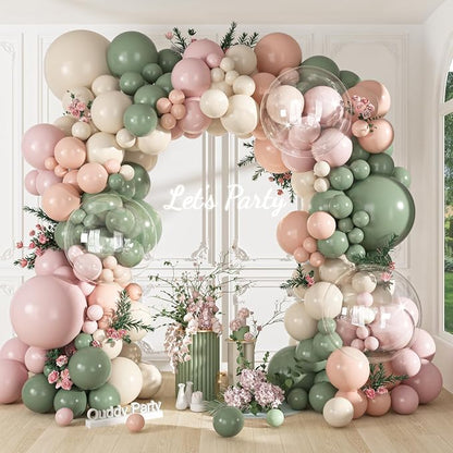Ouddy Party 149Pcs Pink Sage Green Sand Balloon Garland Kit 18 12 10 5Inch | - Image 2