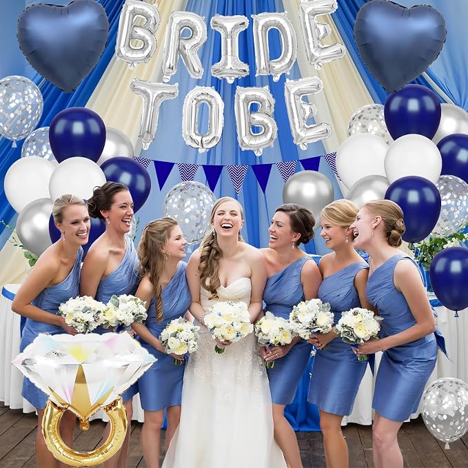 Blue Silver Bachelorette Party Decorations - Image 6