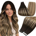Full Shine Human Hair Tape in Extensions Color 2/8/27 Balayage Tape in Hair Extensions Real Human Hair 12 Inch Hair Extensions Human Hair 30Gram Double Sided Tapes Extensions 20Pcs for Wedding