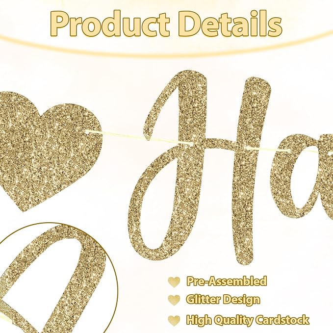 Happy Anniversary Banner, Glitter Happy Anniversary Decorations No DIY - Image 3