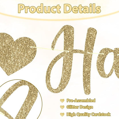 Happy Anniversary Banner, Glitter Happy Anniversary Decorations No DIY - Image 3