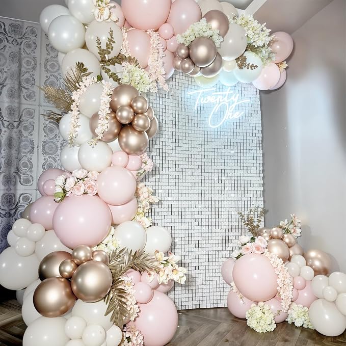 HILAVO Pink and Gold Balloons 12 Inch Pastel Light Baby Pink Double Stuffed - Image 4