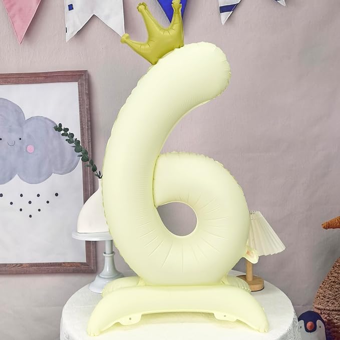 Standing White Crown Number 6 Balloon 40In Retro White Crown 6 Balloon | - Image 4