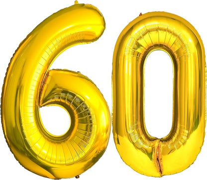 FIROMI 60 Number Balloons Gold Big Foil Mylar 60th Balloon Numbers 40-inch | by Firomi
