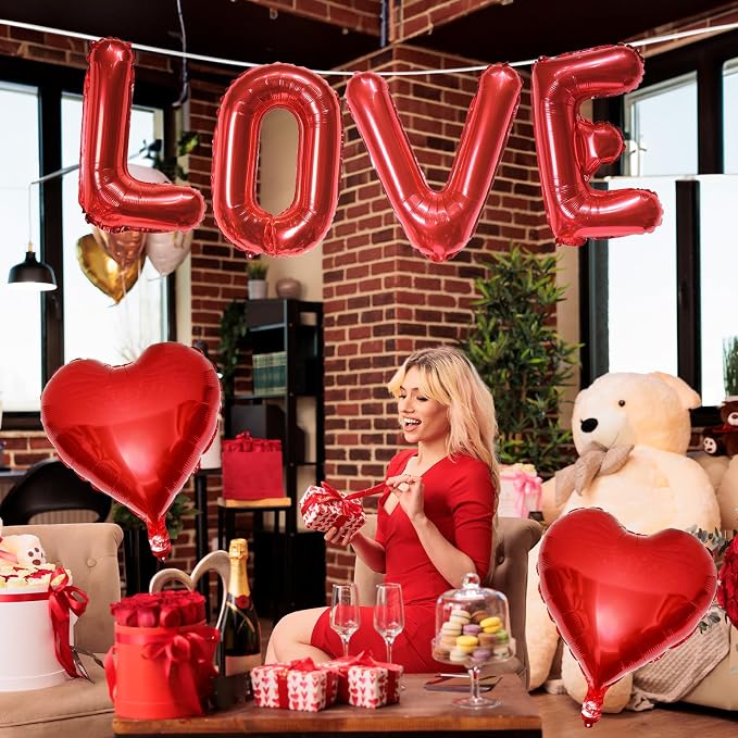 Love Balloons Banner and Heart Shaped Balloon, Love Balloons Decorations - Image 3