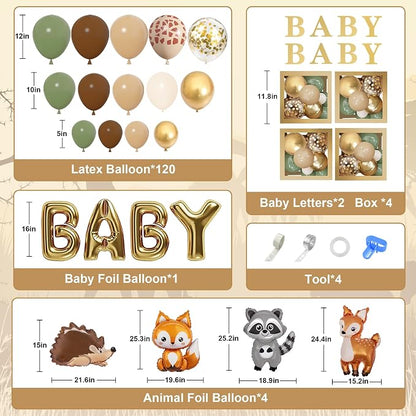 Amandir 137pcs Woodland Animals Baby Shower Decoration Boxes | Sage Green Brown - Image 2