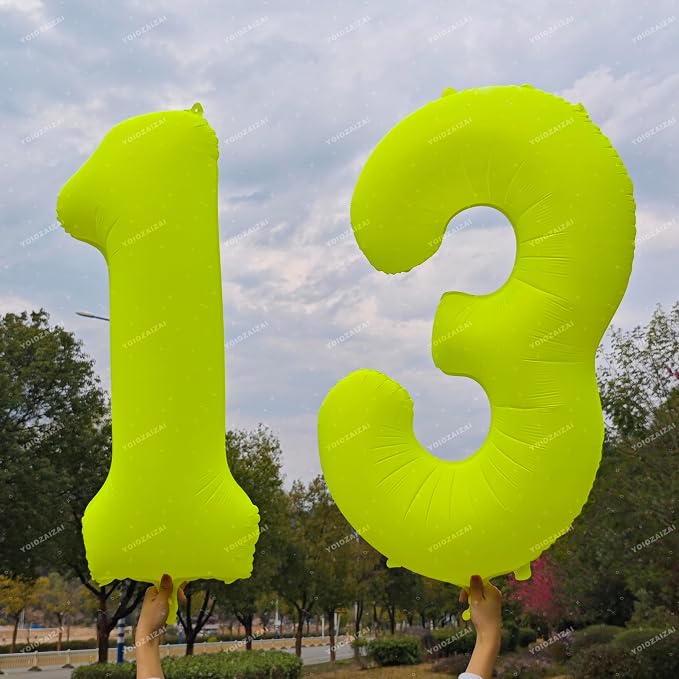 40 IN Fluorescent Yellow Number 1 Balloon Neon Yellow 1 Foil Balloon | - Image 4