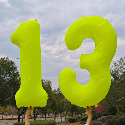 40 IN Fluorescent Yellow Number 1 Balloon Neon Yellow 1 Foil Balloon | - Image 4